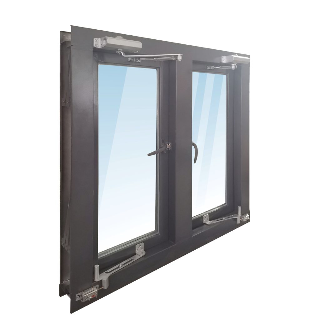 Plastic steel fire-resistant window