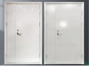 What is the difference between a normally open fire door and a normally closed fire door